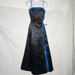 Vintage 90s y2k Blue lace up corset formal prom dress